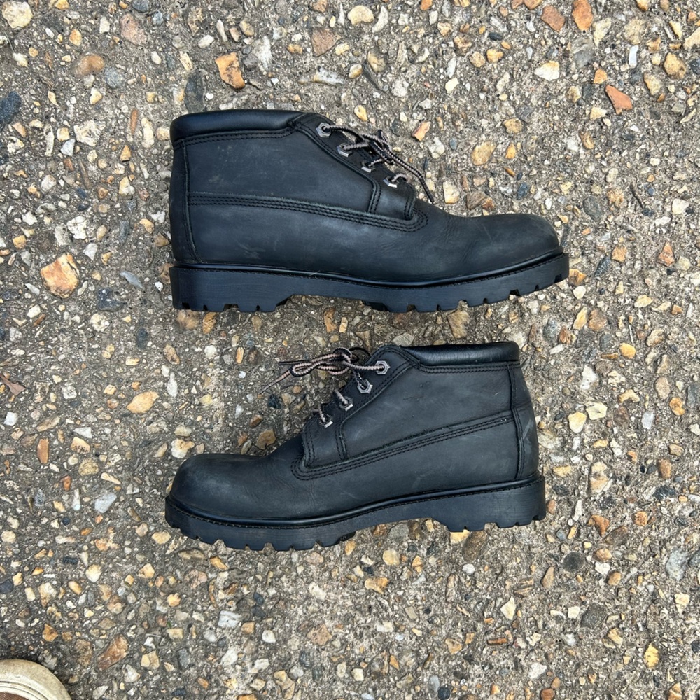 women's size 9m black leather timberland ankle boot